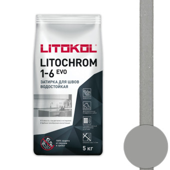 Затирка Litokol Litochrom 1-6 EVO LE.110 стальная серая 5 кг