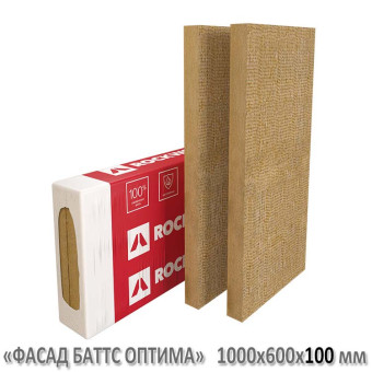 Утеплитель ROCKWOOL Фасад Баттс Оптима 110 кг/м3, 1000 х 600 х 100 мм, 3 шт/уп