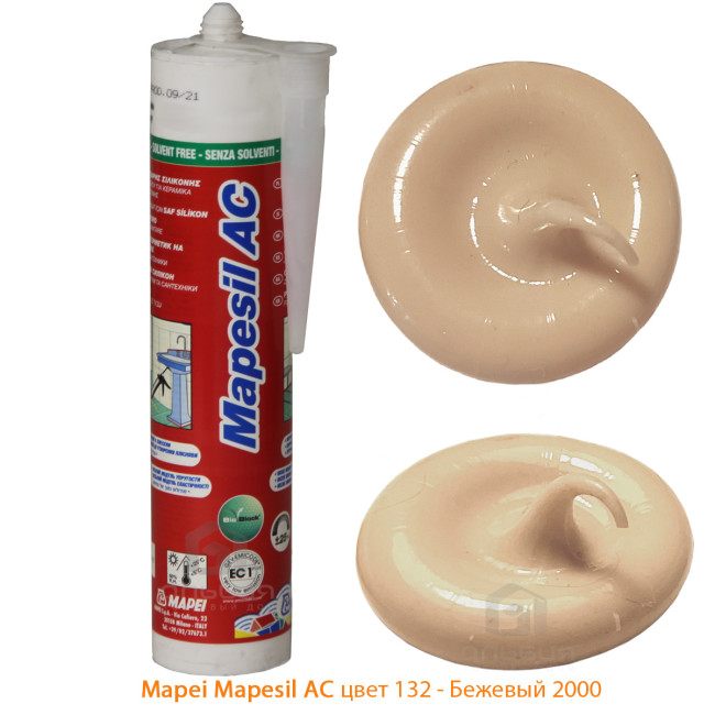 Силиконовый герметик затирка Mapei Mapesil AC №132 бежевый 310 мл фото цвета