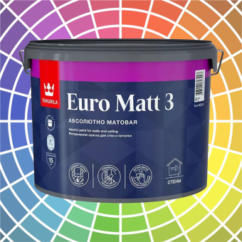 Краска Tikkurila Euro Matt 3 для стен и потолков база А 9 л