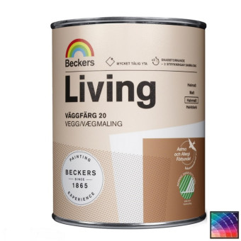 Краска Beckers Living Vaggfarg 20 для стен и потолков база А 0,9 л Краска Beckers Living Vaggfarg 20 для стен и потолков база А 0,9 л