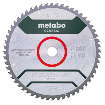 Диск пильный по дереву Metabo Precision Cut Classic 305x1.6х30 мм Z56 для торцовочных пил (арт. 628064000)