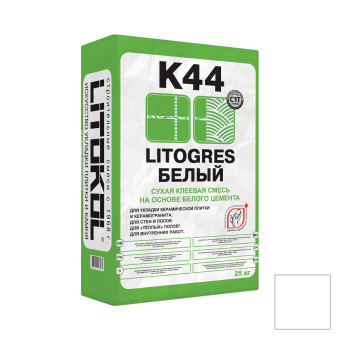 Клей Litokol Litogres K44 для плитки и керамогранита белый 25 кг