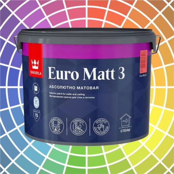 Краска Tikkurila Euro Matt 3 для стен и потолков база С 9 л