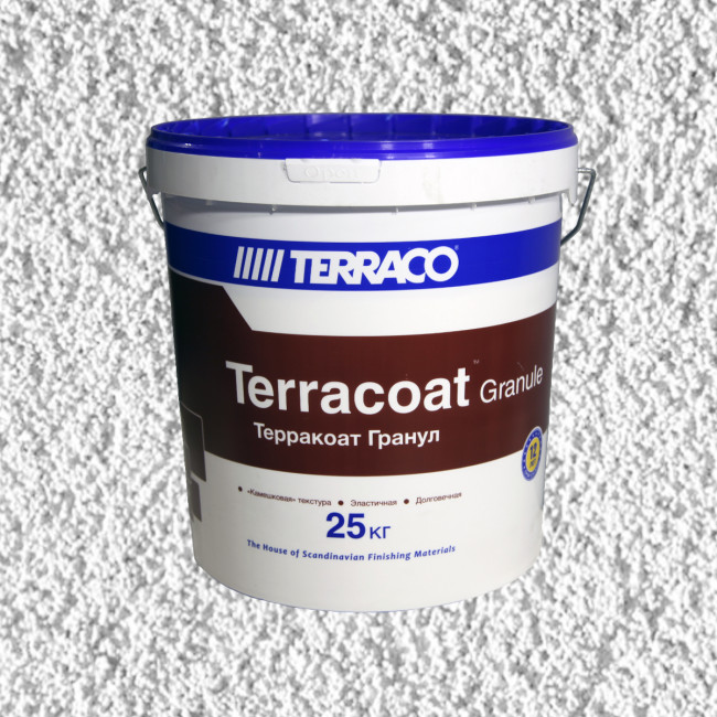 Декоративная фасадная акриловая штукатурка Terraco Terracoat Granule "шуба" (2,5 мм) 25 кг фото фактуры купить