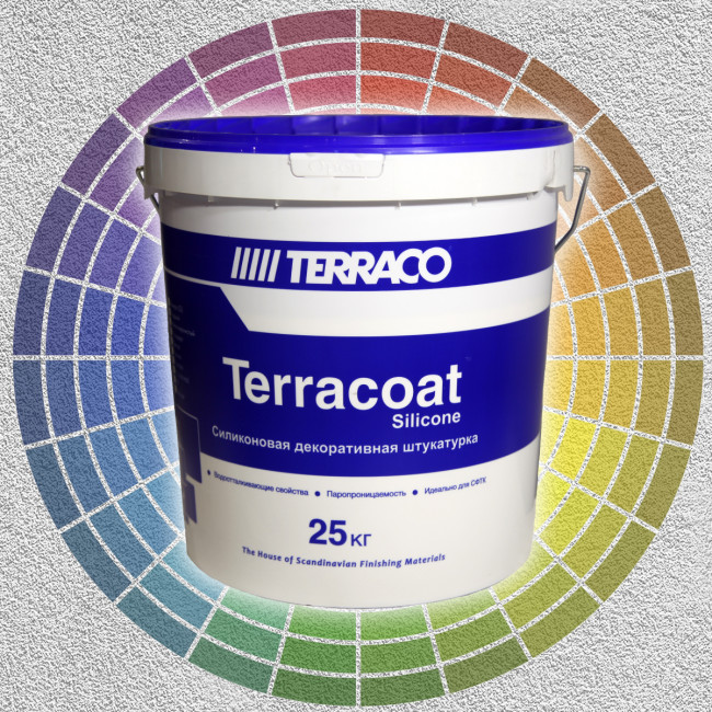 Фасадная силиконовая штукатурка Terraco Terracoat Granule Sil "шуба" (1,0 мм) 25 кг фактура колеровка