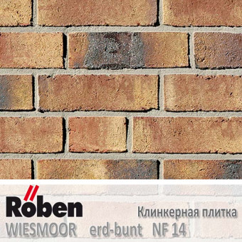 Клинкерная плитка ручной формовки Roben WIESMOOR Erd-Bunt NF 14 (240x14x71)
