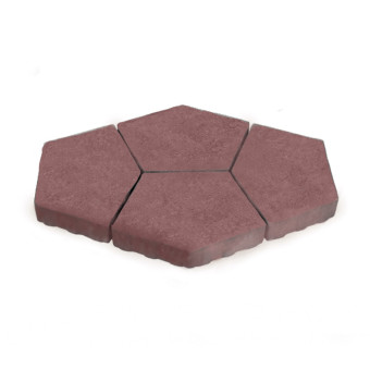 Тротуарная плитка Нобетек Квинта 3П8Ф п/п серый цемент красно-коричневая 424.2х300х80 мм