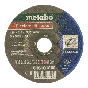 Круг отрезной по металлу Metabo Flexiamant Super 125x2.0x22.23 мм вогнутый (арт. 616101000)