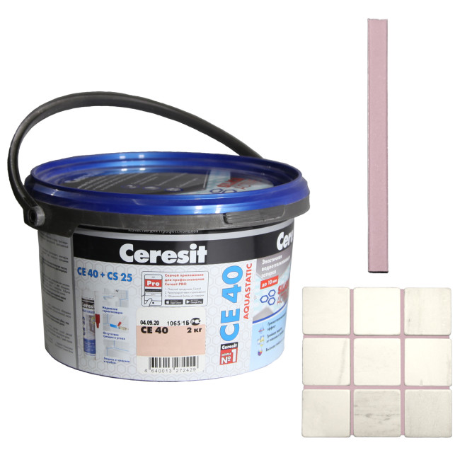 Затирка Ceresit CE 40 Aquastatic №32 дымчатая роза 2 кг купить церезит се 40 дымчатая роза 32 фото цвета