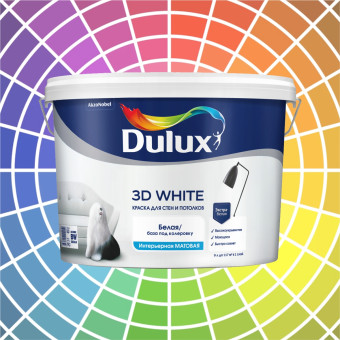 Краска Dulux 3D White Матовая для стен и потолков база BW 9 л