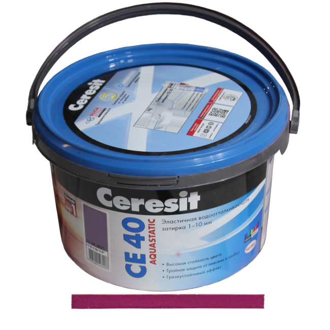Затирка Ceresit CE 40 Aquastatic №35 бордо 2 кг купить Церезит се 40 бордовый темно красный фото цвета