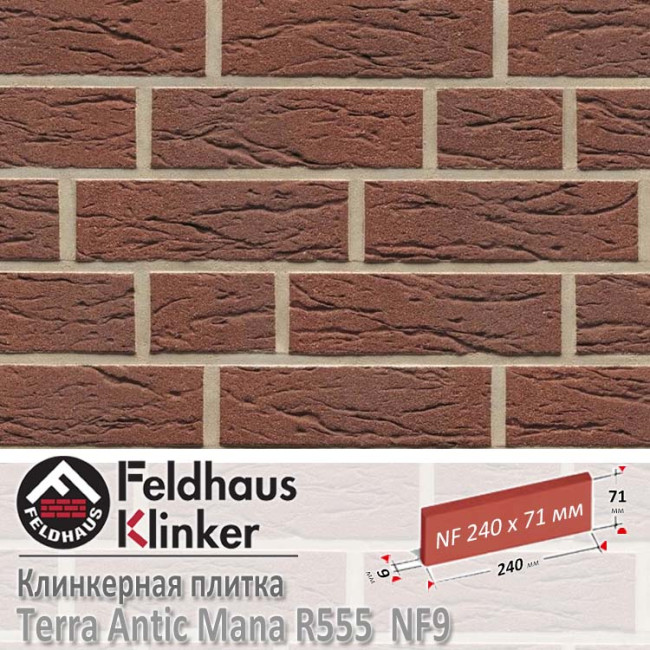 Клинкерная плитка Feldhaus Klinker Terra Antic Mana R555 NF9 (240x9x71 мм)