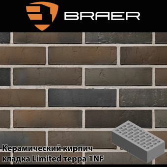Керамический кирпич BRAER кладка Limited терра 1НФ 250х120х65 мм