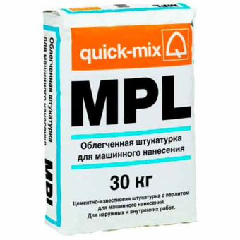 Штукатурка Quick-mix MPL wa облегченная водоотталкивающая 30 кг Штукатурка Quick-mix MPL wa облегченная водоотталкивающая 30 кг