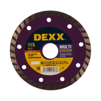Диск отрезной алмазный DEXX Multi Universal сегментированный 115х7х22,2 мм