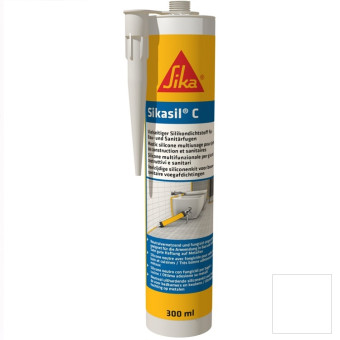 Герметик силиконовый Sika Sikasil C санитарный белый 300 мл Герметик силиконовый Sika Sikasil C санитарный белый 300 мл