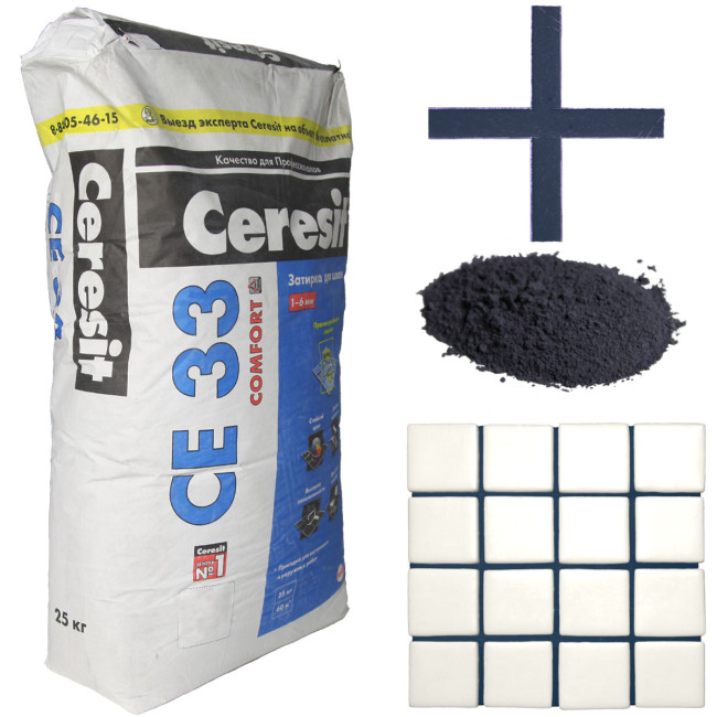 Затирка Ceresit CE 33 Comfort №88 темно-синяя 25 кг Церезит се 33 88 темно синий