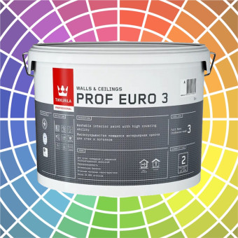 Краска Tikkurila Prof Euro 3 для стен и потолков база А 9 л
