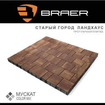 Тротуарная плитка BRAER Старый Город Ландхаус Color Mix Мускат 60 мм