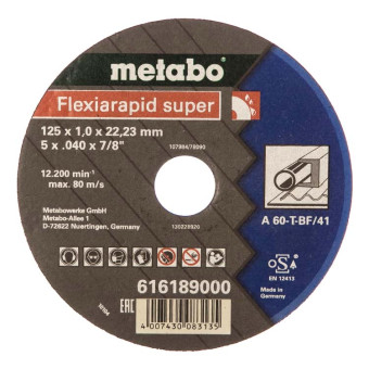Круг отрезной по металлу Metabo Flexiamant Super 125x1.0x22.23 мм (арт. 616189000)