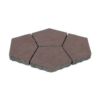Тротуарная плитка Нобетек Квинта 3П8Ф ч/п серый цемент коричневая 424.2х300х80 мм