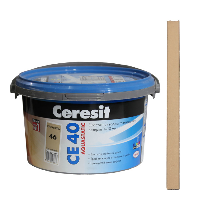 Затирка Ceresit CE 40 Aquastatic №46 карамель 2 кг купить церезит се 40 бежево карамельный фото цвета