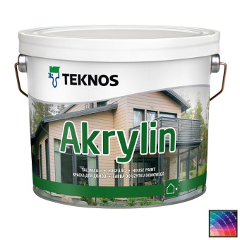 Краска Teknos Akrylin для дерева база 1 2,7 л Краска Teknos Akrylin для дерева база 1 2,7 л
