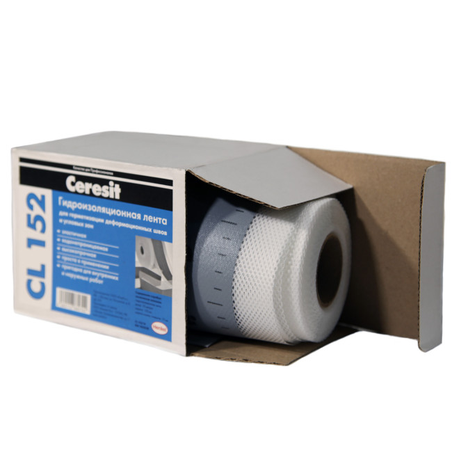 Водонепроницаемая гидроизоляционная лента Ceresit CL 152 10 м герметизирующая  лента Церезит 152 фото упаковки