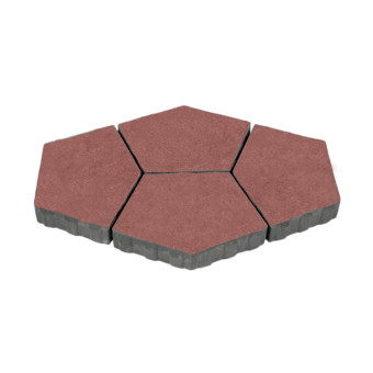 Тротуарная плитка Нобетек Квинта 3П8Ф ч/п серый цемент красная 424.2х300х80 мм
