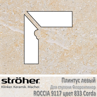 Плинтус-флорентинер Stroeher Roccia угловой левый цвет 9117.0833 Corda