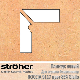 Плинтус-флорентинер Stroeher Roccia угловой левый цвет 9117.0834 Giallo