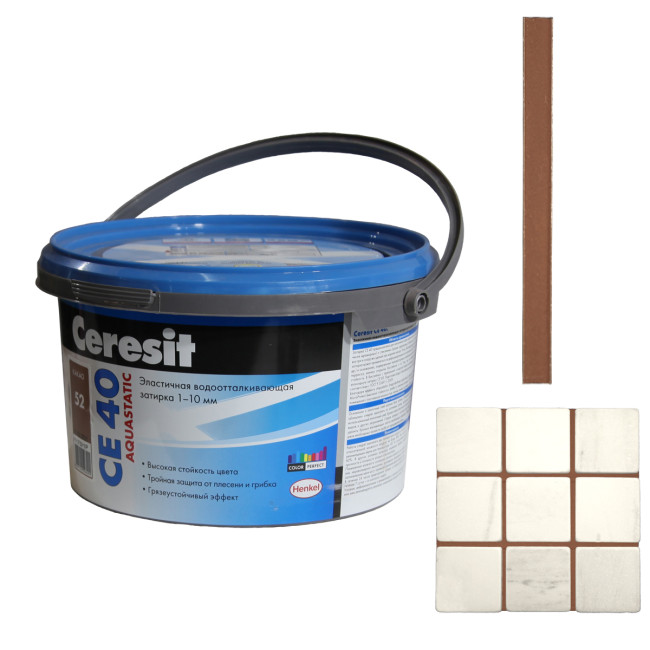 Затирка Ceresit CE 40 Aquastatic №52 какао 2 кг купить церезит се 40 какао 52 фото цвета