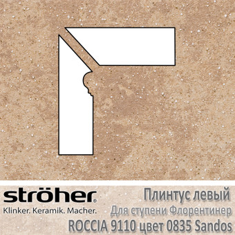 Плинтус-флорентинер Stroeher Roccia угловой левый цвет 9110.0835 Sandos