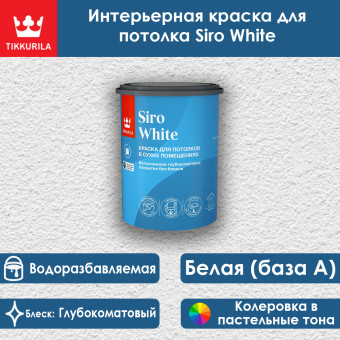 Краска Tikkivala (Tikkurila) Siro White для потолков 0.9 л