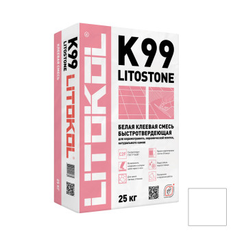 Клей Litokol Litostone K99 для плитки и камня белый 25 кг