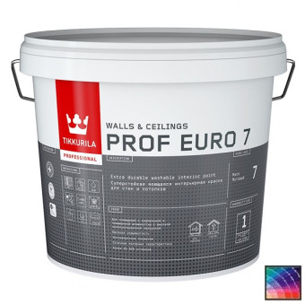 Краска Tikkurila Prof Euro 7 для стен и потолков база С 2,7 л Краска Tikkurila Prof Euro 7 для стен и потолков база С 2,7 л