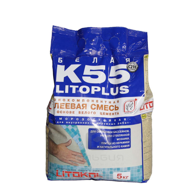 Клей Litokol LitoPlus K55 для плитки и мозаики белый 5 кг
