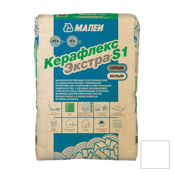 Клей для плитки и камня Mapei Keraflex Extra S1 белый 25 кг