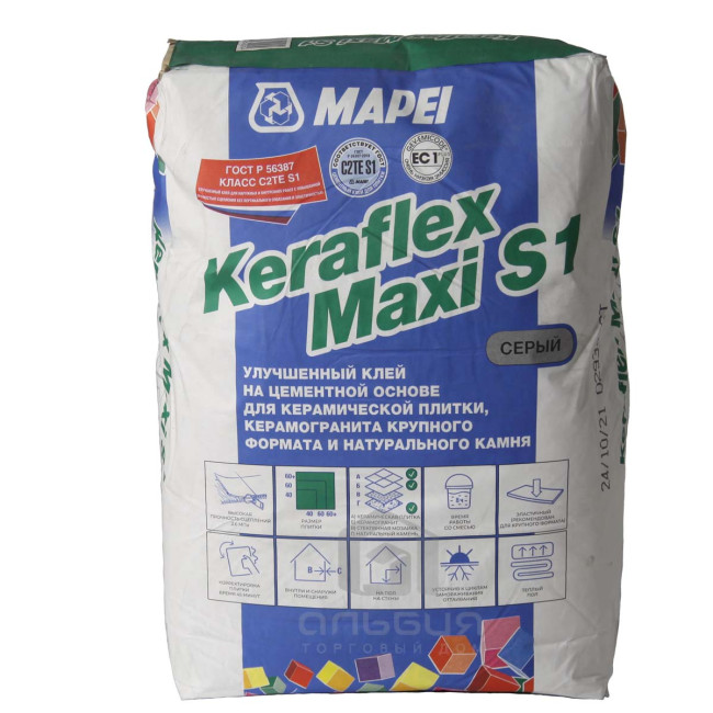 Клей для плитки Mapei Keraflex Maxi S1 серый 25 кг
