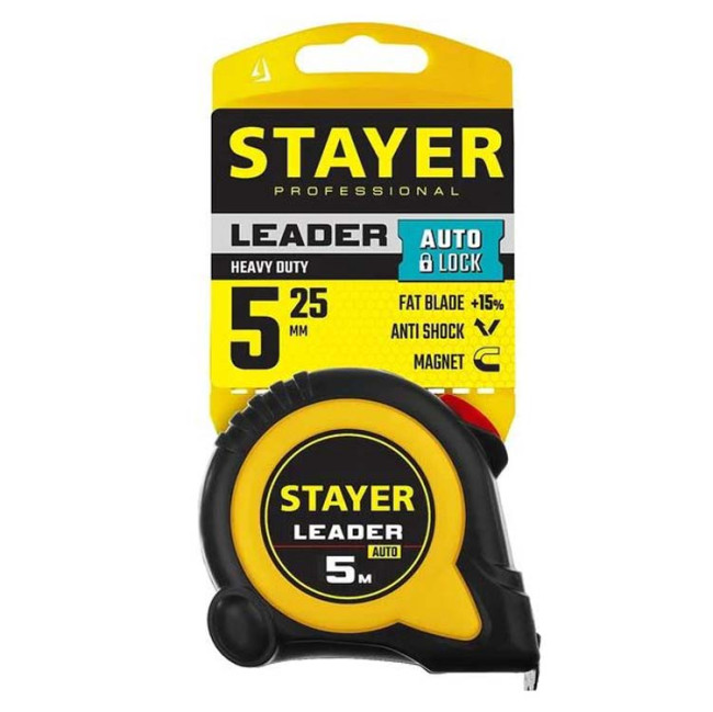Рулетка Stayer Leader с автостопом 5 м 25 мм; арт. 3402-5_z02