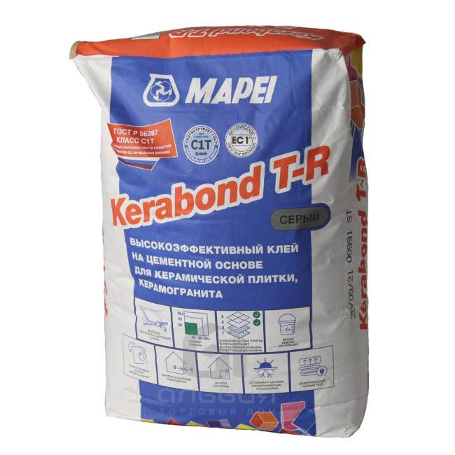 Клей Mapei Kerabond T-R для плитки и керамогранита серый 25 кг