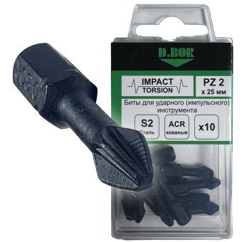 Биты для ударного инструмента D.BOR Impact C 6.3 PZ2 25 мм 10 шт арт.D03-DITAPZ02025010