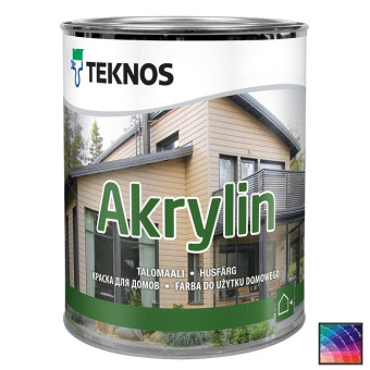 Краска Teknos Akrylin для дерева база 3 0,9 л Краска Teknos Akrylin для дерева база 3 0,9 л