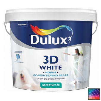 Краска Dulux 3D White Бархатистая для стен и потолков база BW 10 л Краска Dulux 3D White Бархатистая для стен и потолков база BW 10 л