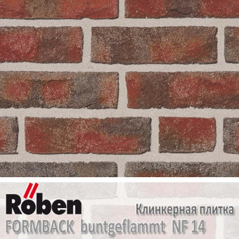 Клинкерная плитка ручной формовки Roben FORMBACK Buntgeflammt NF 14 (240x14x71)