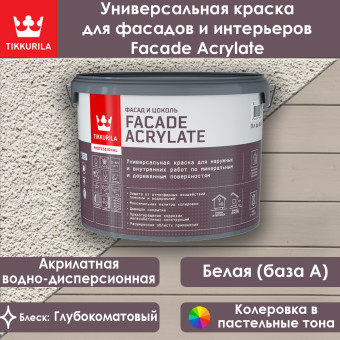 Краска Tikkivala (Tikkurila) Facade Acrylate фасадная база A 9 л