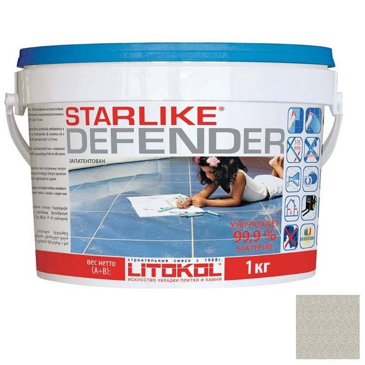 zatirka epoksidnaya litokol starlike defender c 220 silver 1 kg