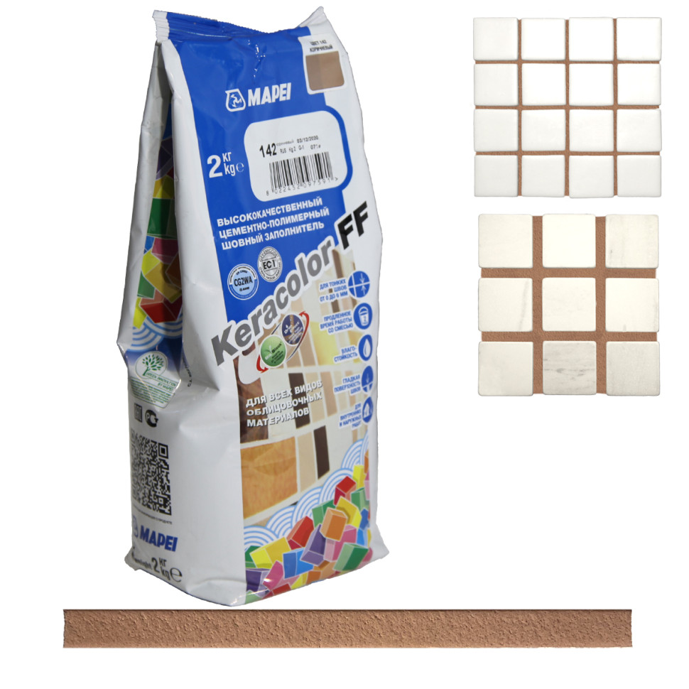 Затирка Mapei Keracolor FF № 142 коричневая 2 кг купить по низкой цене в Москве