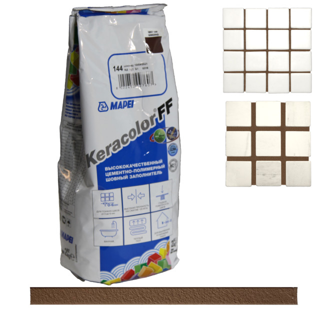 Затирка для плитки Mapei Keracolor FF №144 шоколад Мапей Кераколор ФФ фасовка 2 кг купить 